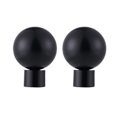Lister Cartwright 19mm Curtain Pole Ends Finials Pack Of 2 Adjustable Screws Available In Colours Obsidian Black (Metal Ball Finials)
