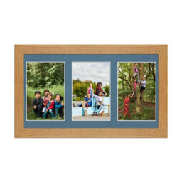 AK Frames 40X20Cm Oak Modern Multi Photo Frame With Pompadour Mount - Holds 3 Apertures (3X) 6X4 Photos - thumbnail 1