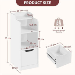Yaheetech White Set Of 2 Wooden Narrow End Tables With Drawer, 2 Open Compartments - thumbnail 3