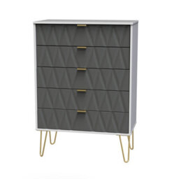 Pesaro Ready Assembled Matt Grey & White No Effect 5 Drawer Chest (H)1075mm (W)765mm (D)415mm - thumbnail 1