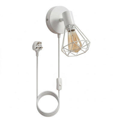 Modern Gu10 Plug In Wall Light 350 Rotatable Sconce With Switch 90 Tilt White Cage For Bedroom Living Room Kitchen - image 1