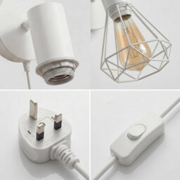 Modern Gu10 Plug In Wall Light 350 Rotatable Sconce With Switch 90 Tilt White Cage For Bedroom Living Room Kitchen - thumbnail 8