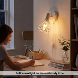Modern Gu10 Plug In Wall Light 350 Rotatable Sconce With Switch 90 Tilt White Cage For Bedroom Living Room Kitchen - thumbnail 4