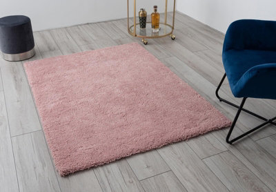 A.unique Home Rome Sparkle Shaggy Living Room Bedroom Rug 110Cm X 150Cm - Ultra-Soft 1050Gsm - 2.5Cm Low Pile Shaggy - Blush Pink - image 1