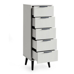 Oakham Premium Arden 5 Drawer Narrow Chest - Silk Grey - thumbnail 2