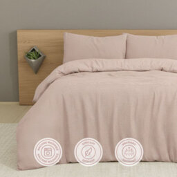 MHG Living Chunky Waffle Duvet Cover Set - Polycotton Blend, Button Fastening - (Superking, Pink) - thumbnail 8