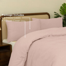 MHG Living Chunky Waffle Duvet Cover Set - Polycotton Blend, Button Fastening - (Superking, Pink) - thumbnail 7