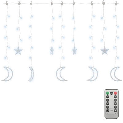Berkfield Decorative Star And Moon Fairy Lights Remote Control 345 Led Cold White - image 1