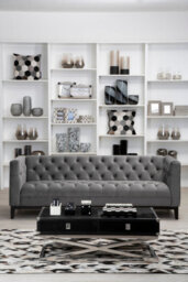 Orsina Black Leather Coffee Table, Steel Legs With Metallic Clasp Accents, 2 Drawer Storage Living Room Table - thumbnail 3