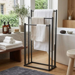 Black 3 Tier Freestanding Towel Rack Bathroom Stand Holder Floor - thumbnail 5