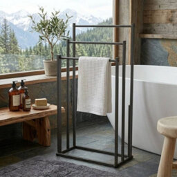 Black 3 Tier Freestanding Towel Rack Bathroom Stand Holder Floor - thumbnail 3
