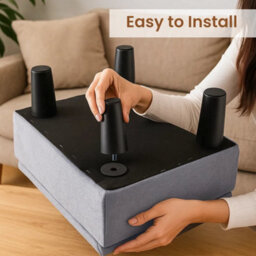 Light Gray Storage Ottoman Footstool Linen Fabric - thumbnail 3