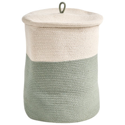 Beliani Basket Silopi Cotton Light Beige/ Green - image 1