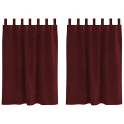 Berkfield Blackout Curtains With Hanging Loops 2 Pcs Wine Red Velvet - thumbnail 2