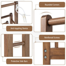 Gainoom Freestanding Wood Towel Rack 3-Tier Towel Drying Stand With Bottom Storage Shelf - thumbnail 5