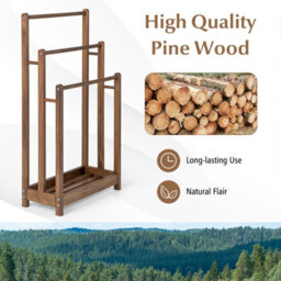 Gainoom Freestanding Wood Towel Rack 3-Tier Towel Drying Stand With Bottom Storage Shelf - thumbnail 9