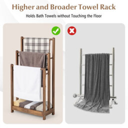 Gainoom Freestanding Wood Towel Rack 3-Tier Towel Drying Stand With Bottom Storage Shelf - thumbnail 8