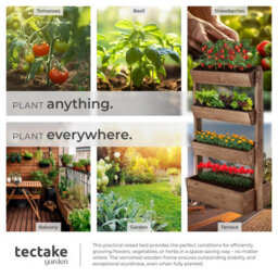 Tectake Vertical Planter Flora In A Rustic Wooden Design With 3 To 5 Tiers And Plant Fleece Included 85 X 45 X 140 Cm - Brown - thumbnail 5