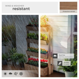 Tectake Vertical Planter Flora In A Rustic Wooden Design With 3 To 5 Tiers And Plant Fleece Included 85 X 45 X 140 Cm - Brown - thumbnail 7
