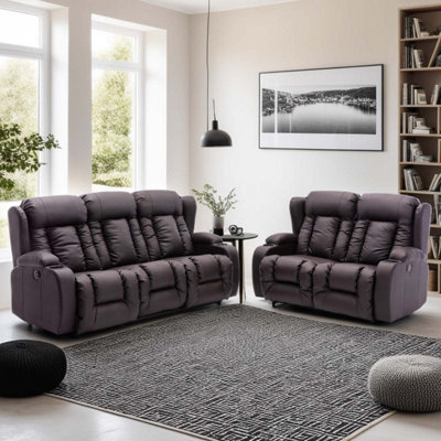 More4Homes Caesar Electric Recliner Bonded Leather 2+3 Seater Sofa Set (Brown) - image 1