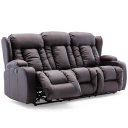 More4Homes Caesar Electric Recliner Bonded Leather 2+3 Seater Sofa Set (Brown) - thumbnail 3