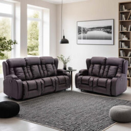 More4Homes Caesar Electric Recliner Bonded Leather 2+3 Seater Sofa Set (Brown) - thumbnail 1