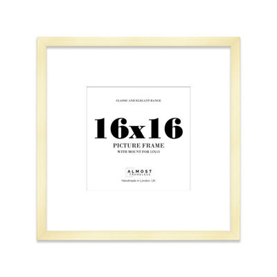 "16X16"" Gold Picture Frame - 16X16"" Square Frame With 13X13"" Mount For 16X16""/13X13"" Pictures Art Deco Style Room Decor, 1 Pack" - image 1