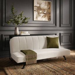 LPD Burlington Ivory Boucle Sofa Bed - Modern Design With Matte Black Finish - thumbnail 6