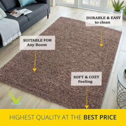 STALWART Modern Shaggy Rug - 5Cm Plush Thick Pile, Non-Slip, Soft Touch Carpet - Washable Area Rugs (Mocha, 160X230 Cm) - thumbnail 3