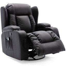 More4Homes Caesar Bonded Leather Manual Recliner Armchair With Rocking Swivel Heat And Massage (Black) - thumbnail 3