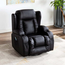 More4Homes Caesar Bonded Leather Manual Recliner Armchair With Rocking Swivel Heat And Massage (Black)