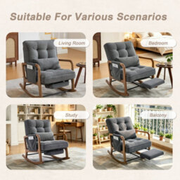 Matteo Grey Corduroy Rocking Chair With Adjustable Footrest & Backrest - thumbnail 2