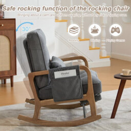 Matteo Grey Corduroy Rocking Chair With Adjustable Footrest & Backrest - thumbnail 8