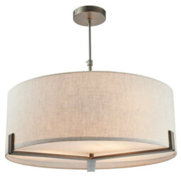 Ceiling Pendant Light Brushed Bronze Plate & Natural Linen 3 X 40W E27