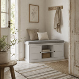 Wyld Haus Lire White And Grey Multi-Compartment Shoe Bench With Cushioned Top - L105 X D35 X H47Cm - thumbnail 1