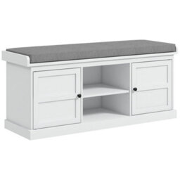 Wyld Haus Lire White And Grey Multi-Compartment Shoe Bench With Cushioned Top - L105 X D35 X H47Cm - thumbnail 2