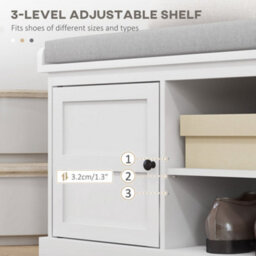Wyld Haus Lire White And Grey Multi-Compartment Shoe Bench With Cushioned Top - L105 X D35 X H47Cm - thumbnail 6