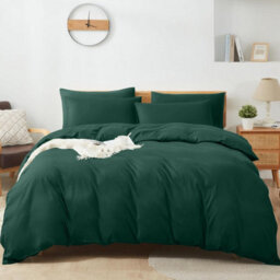 Aspire Homeware Plain Duvet Cover Set Soft Microfibre, Emerald, King (L)220Cm X (W)230Cm - thumbnail 1