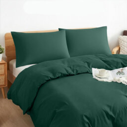 Aspire Homeware Plain Duvet Cover Set Soft Microfibre, Emerald, King (L)220Cm X (W)230Cm - thumbnail 2