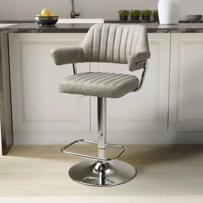 Xample Cortez Mink Faux Leather Bar Stools 2 Pack Gas Lift Adjustable Height 360 Swivel Chrome Base Kitchen Bar Seating - image 1
