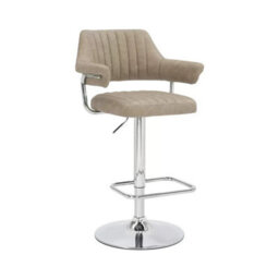 Xample Cortez Mink Faux Leather Bar Stools 2 Pack Gas Lift Adjustable Height 360 Swivel Chrome Base Kitchen Bar Seating - thumbnail 6