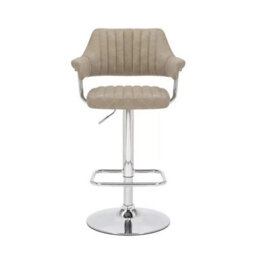 Xample Cortez Mink Faux Leather Bar Stools 2 Pack Gas Lift Adjustable Height 360 Swivel Chrome Base Kitchen Bar Seating - thumbnail 5
