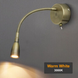 Long Life Lamps Company Led Indoor Bedside Reading Wall Light 2W 3000K Antique Brass H3142 - thumbnail 5