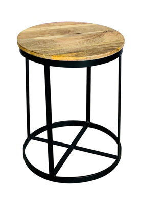 Buttercup Farm Ravi Top Large Round Stool Plain - Mango Wood - L47 X W47 X H60 Cm - Pp Sawn Finish