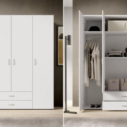 Arte Elegant Stella Trading Base Hinged Door Wardrobe W1600mm H1770mm D520mm - White Matt, Spacious Storage, Classic Design - thumbnail 5