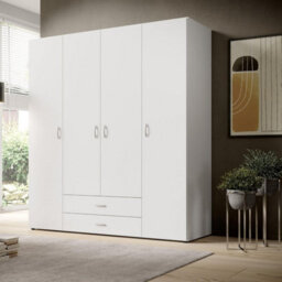 Arte Elegant Stella Trading Base Hinged Door Wardrobe W1600mm H1770mm D520mm - White Matt, Spacious Storage, Classic Design - thumbnail 1