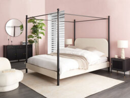 Beliani Four Poster Bed Boucle Dannemois 160 X 200 Cm (Eu King Size) Off-White - thumbnail 2