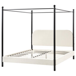 Beliani Four Poster Bed Boucle Dannemois 160 X 200 Cm (Eu King Size) Off-White - thumbnail 4