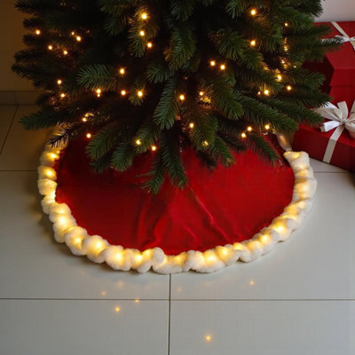 Light Up Red Velvet Tree Skirt - image 1