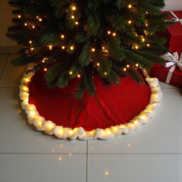 Light Up Red Velvet Tree Skirt - thumbnail 1